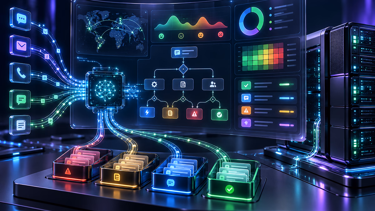 R5 Industries AI engineer monitoring customer support automation agent metrics and sentiment graphs