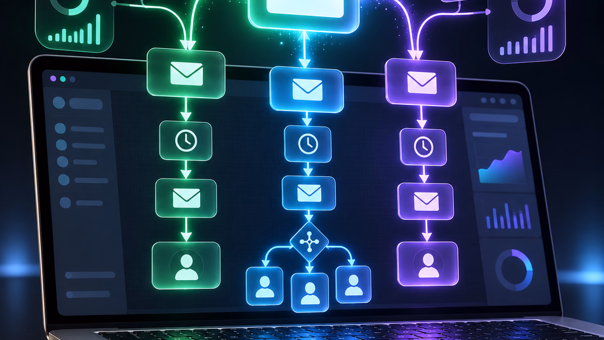 R5 Industries digital marketing strategist reviewing customer lifecycle automation flows and email conversion metrics