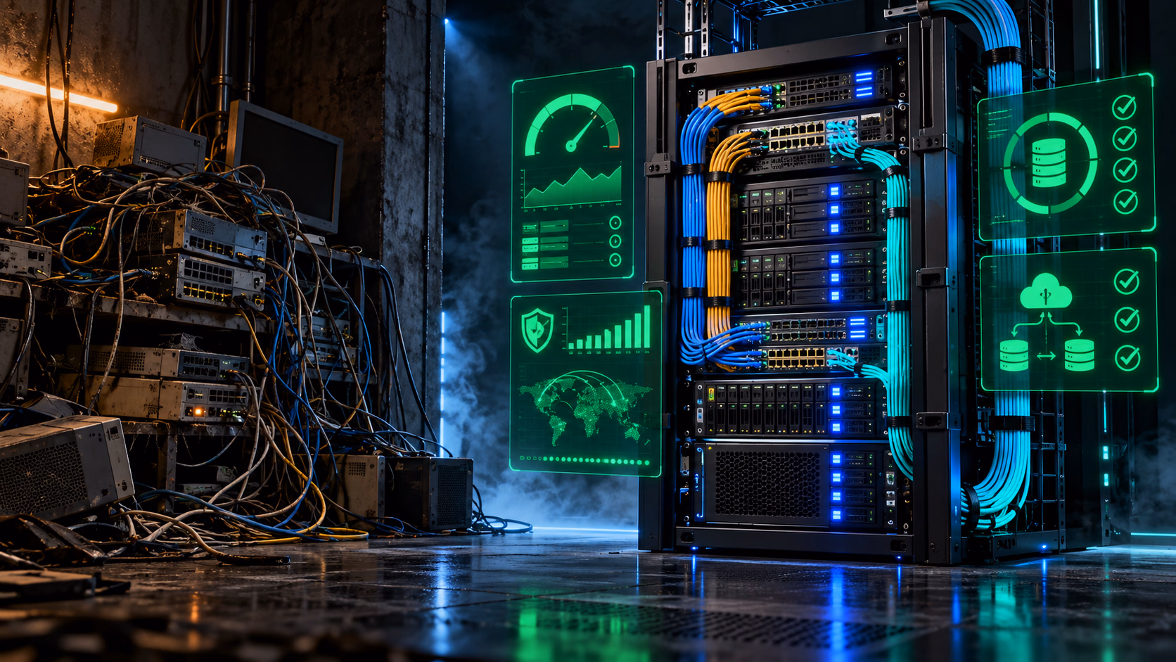 R5 Industries systems administrator configuring enterprise server racks and business cybersecurity firewalls